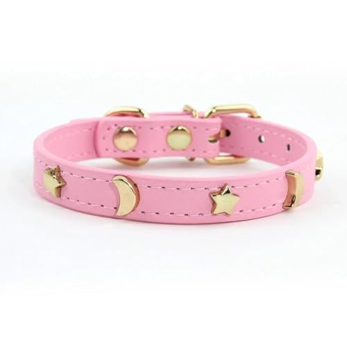 Weiche PU -Leder Niedliche Katzenkragen Mit Sternen Mondzubehör Für Shiba Inu Pug Chihuahua Yorkie,A,Xs von GUQOFAIE
