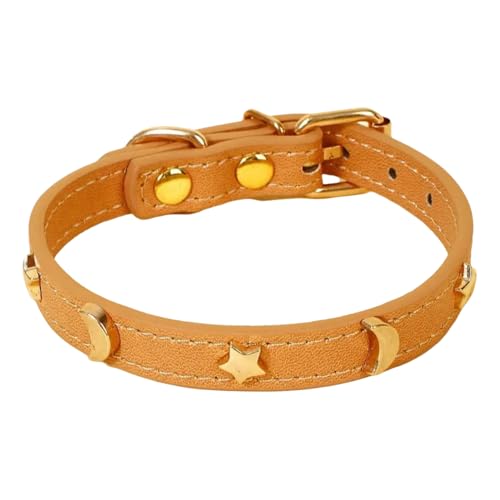 Weiche PU -Leder Niedliche Katzenkragen Mit Sternen Mondzubehör Für Shiba Inu Pug Chihuahua Yorkie,Khaki,Xs Weiche PU -Leder Niedliche Katzenkragen Mit Sternen Mondzubehör Für Shiba Inu Pug Chihuahua Yorkie,Khaki,Xs von GUQOFAIE