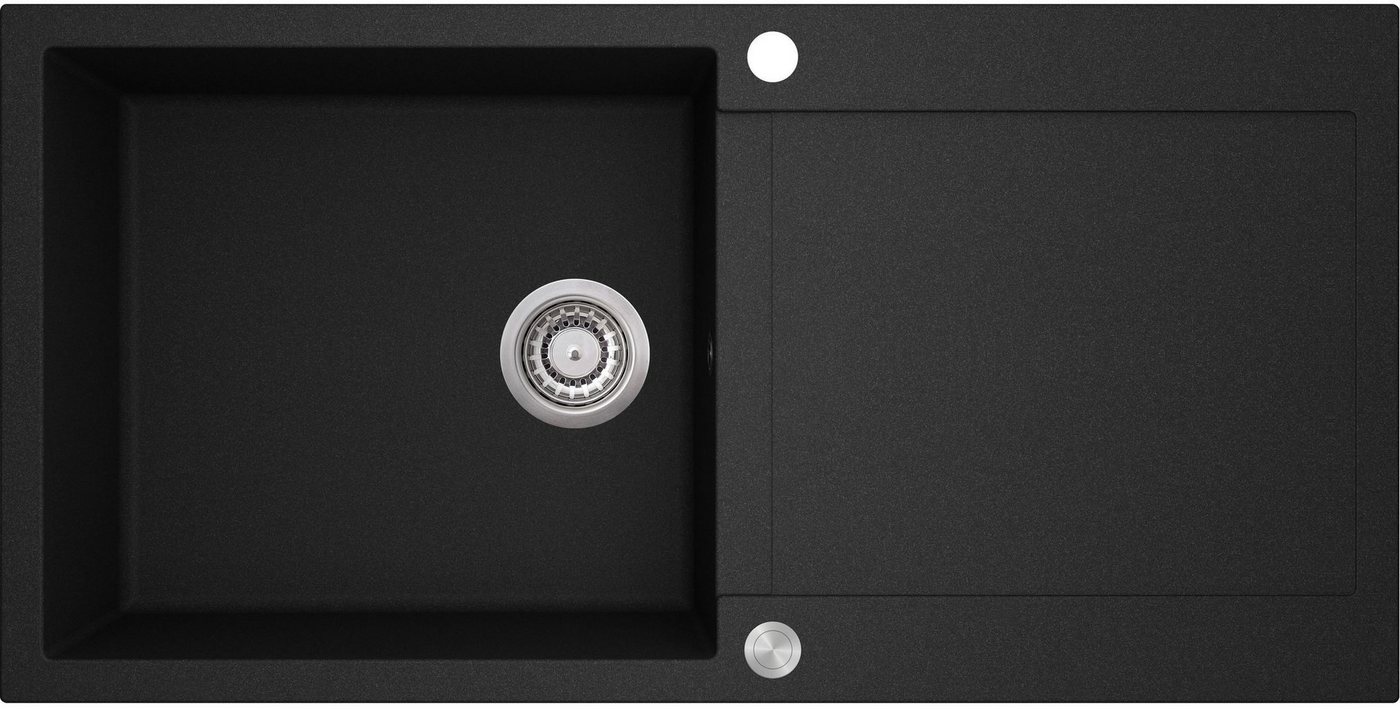 GURARI Granitspüle SQT 103 -601 AWP, Küchenspüle,Schwarz, inkl. Siphon, 1000 x 500 mm von GURARI