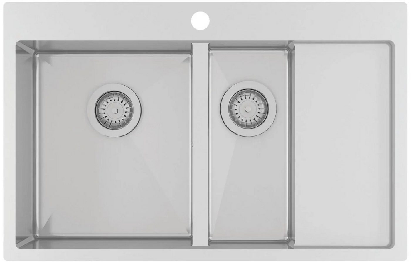 GURARI Küchenspüle LUN151N-L. Edelstahlspüle, Einbau Spüle 780x500 mm, Stainless steel, (1 St) von GURARI