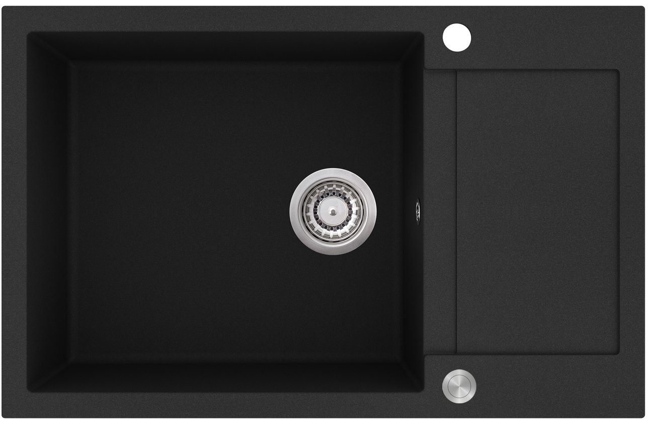 GURARI Küchenspüle SQT 105 -601 AWP/1, 78/50 cm, (1 St), Küchenspüle, Einbau Granitspüle Schwarz, inkl. Siphon, 780x500 mm von GURARI