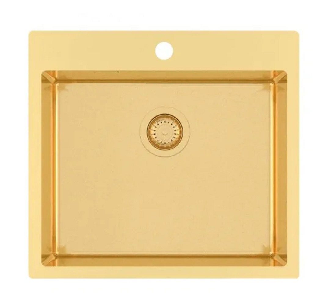 GURARI Küchenspüle TERRA 100N. Gold Design Edelstahlspüle, 550 x 505 mm Premiumqulität, (1 St) von GURARI
