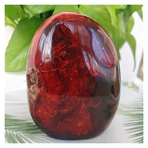 GURSAC Natürlicher Kristall Natürlicher Kristall, rau, natürlicher Onyx, roter Achat, raue Kristallsteine, poliert, Kunsthandwerk, Raumdekoration, Palmenstein (Size : 400-500g) von GURSAC