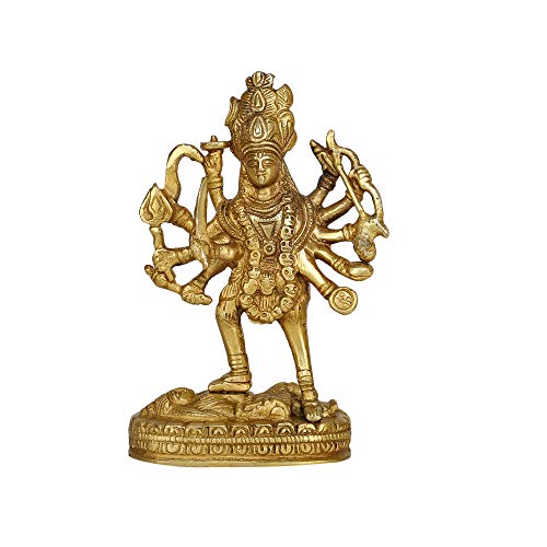 GURU JEE Messingstatuen Hindu-Göttinnen Maa Kali stehend Pooja Mandir Geschenke für Zuhause von GURU JEE