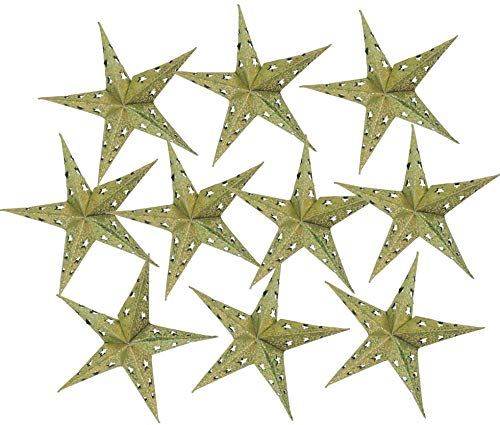 GURU SHOP 10 Stk. Papier Ministern für Lichterkette 20 cm, Faltbar - Grün, Papiersterne 20 cm für Lichterketten von GURU SHOP