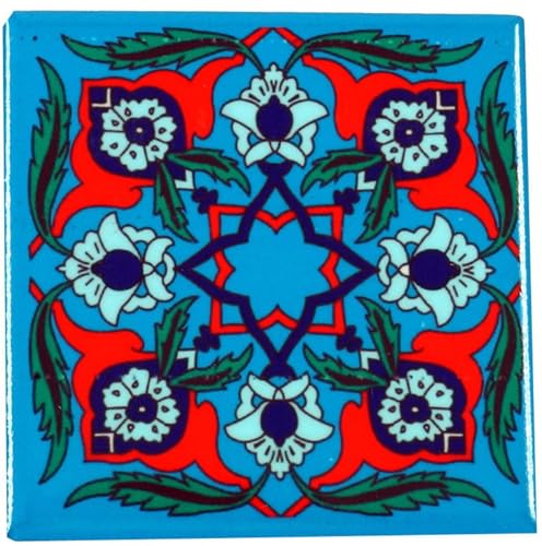 GURU SHOP 2er Set Kühlschrankmagnet Orient - Design 6, Blau, 0,5x4,5x4,5 cm, Kühlschrankmagnete von GURU SHOP