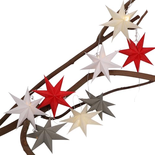 GURU SHOP 8`er LED Batterie Lichterkette (3AA) 8x Papier Ministern 20 cm, Faltbar - Set 6 von GURU SHOP