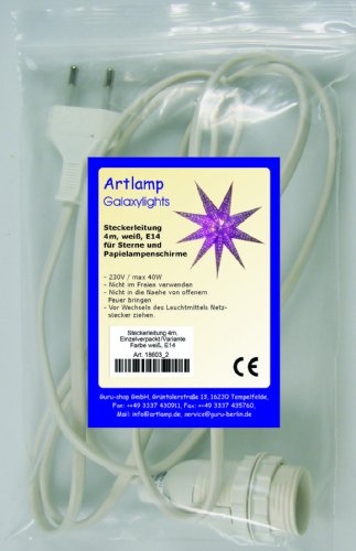 GURU SHOP Anschlusskabel, Steckerleitung, Zuleitung, Lampen Kabel mit Schalter, Fassung Einzeln Verpackt - 2m, Transparent / E14, Farbe: Transparent / E14, Elektrozubehör von GURU SHOP