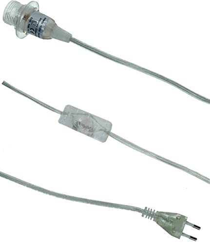 GURU SHOP Anschlusskabel, Steckerleitung, Zuleitung, Lampen Kabel mit Schalter, Fassung Einzeln Verpackt - 3m, Transparent / E14, Farbe: Transparent / E14, Elektrozubehör von GURU SHOP