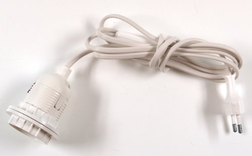 GURU SHOP Anschlusskabel, Steckerleitung, Zuleitung, Lampen Kabel mit Schalter, Fassung Einzeln Verpackt - 3m, Weiß / E27, Farbe: Weiß / E27, Elektrozubehör von GURU SHOP