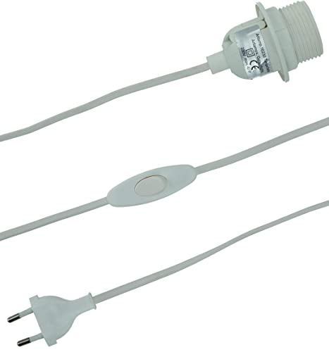 GURU SHOP Anschlusskabel, Steckerleitung, Zuleitung, Lampen Kabel mit Schalter, Fassung Einzeln Verpackt - 4m - Weiß / E27, 0,1x4x0,2 cm, Elektrozubehör von GURU SHOP
