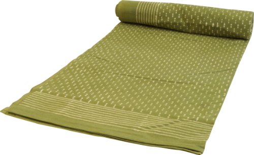 GURU SHOP Blockdruck Tagesdecke, Bett & Sofaüberwurf, Handgearbeiteter Wandbehang, Wandtuch - Design 1, Grün, Baumwolle, Größe: Double 225x275 cm, Wohnaccessoires in Frischen Farben von GURU SHOP