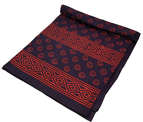 GURU SHOP Blockdruck Tagesdecke, Bett & Sofaüberwurf, Handgearbeiteter Wandbehang, Wandtuch - Design 11, Rot, Baumwolle, Größe: Double 225x275 cm, Tagesdecken mit Blockdruck von GURU SHOP