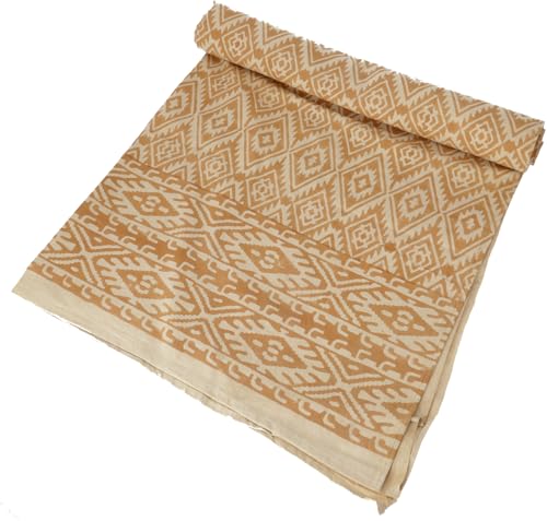 GURU SHOP Blockdruck Tagesdecke, Bett & Sofaüberwurf, Handgearbeiteter Wandbehang, Wandtuch - Design 3, Baumwolle, Size:Single 150x200 cm von GURU SHOP