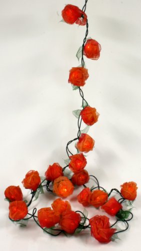 GURU SHOP Blüten LED Lichterkette 20 Stk. - Rose Orange/rot, Skeletttblätter, 6x6x350 cm, Lichterketten von GURU SHOP