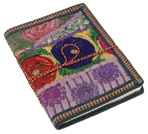 GURU SHOP Boho Notizbuch, Handgemachtes Upcyceling Vintage Tagebuch in 3 Größen - Lila, Violett, Größe: Groß 14,5x20 cm, Notizbücher & Tagebücher von GURU SHOP