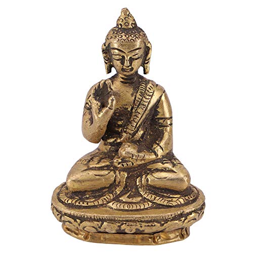 GURU SHOP Buddha Amoghasiddhi Statue aus Messing Abhaya Mudra 8 cm - Modell 7, Gold, Buddhas von GURU SHOP