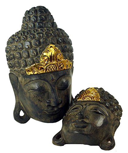 GURU SHOP Buddha Maske mit Goldverzierung, Holz, Größe: 43 cm, Buddhas von GURU SHOP