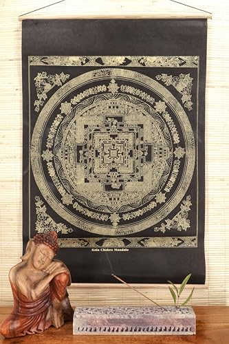 GURU SHOP Buddhistischer Wandbehang aus Loktapapier, Tibetischer Buddhismus Dekoration - Kalachkra Mandala/gold, Schwarz, 70x47x0,3 cm, Bilder & Bilderrahmen GURU SHOP Buddhistischer Wandbehang aus Loktapapier, Tibetischer Buddhismus Dekoration - Kalachkra Mandala/gold, Schwarz, 70x47x0,3 cm, Bilder & Bilderrahmen von GURU SHOP