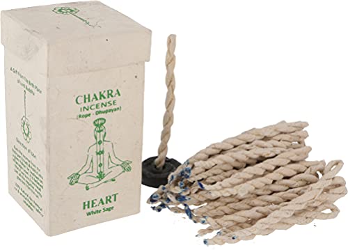 GURU SHOP Chakra Incense, Nepal Räucherschnüre - Heart/White Sage, Braun, 10x5,5x5,5 cm, Räucherstäbchen aus Tibet, Nepal von GURU SHOP