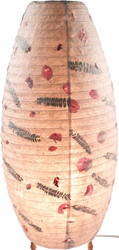 GURU SHOP Coronada Lokta Papier Tischlampe/Tischleuchte Flower, Beige, Lokta-Papier, Höhe: 60 cm, Bunte, Exotische Tischlampen von GURU SHOP