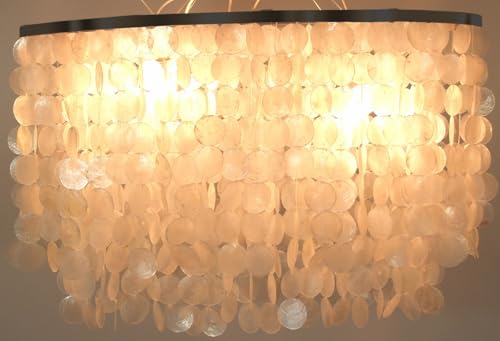 GURU SHOP Deckenlampe/Deckenleuchte, Muschelleuchte aus Hunderten Capiz, Perlmutt Plättchen - Modell Colima, 50x75x40 cm von GURU SHOP