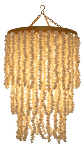GURU SHOP Deckenlampe/Deckenleuchte, Muschelleuchte aus Hunderten Capiz, Perlmutt Plättchen - Modell Polynesia, 60x40x40 cm von GURU SHOP