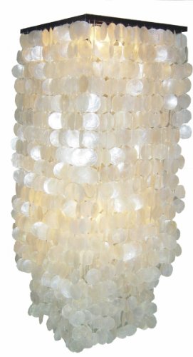 GURU SHOP Deckenlampe/Deckenleuchte, Muschelleuchte aus Hunderten Capiz, Perlmutt Plättchen - Modell Sabah XL, Muschelscheiben, 200x40x40 cm, Hängeleuchten aus Natürlichen Materialien von GURU SHOP