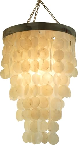 GURU SHOP Deckenlampe/Deckenleuchte, Muschelleuchte aus Hunderten Capiz, Perlmutt Plättchen - Modell Tikal, 66x40x40 cm von GURU SHOP