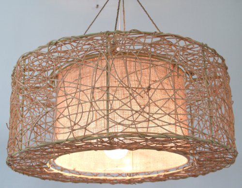 GURU SHOP Deckenlampe/Deckenleuchte, in Bali Handgemacht aus Naturmaterial, Rattan, Sisal - Modell Simba, 20x50x50 cm, Hängeleuchten aus Natürlichen Materialien von GURU SHOP