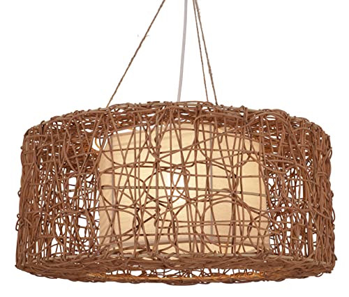 GURU SHOP Deckenlampe/Deckenleuchte, in Bali Handgemacht aus Naturmaterial, Rattan, Sisal - Modell Simba Braun, 20x50x50 cm, Hängeleuchten aus Natürlichen Materialien von GURU SHOP