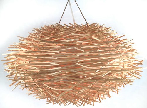 GURU SHOP Deckenlampe/Deckenleuchte, in Bali Handgemacht aus Naturmaterial, Rattan - Modell Famagusta, Baumwollstoff, 27x50x50 cm, Hängeleuchten aus Natürlichen Materialien von GURU SHOP