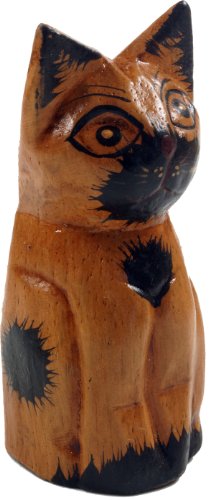 GURU SHOP Deko Katze, Holzkatze, Hellbraun, Farbe: Hellbraun, 9x4x4 cm, Tierfiguren von GURU SHOP