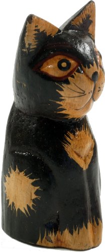 GURU SHOP Deko Katze, Holzkatze, Schwarz, Farbe: Schwarz, 9x4x4 cm, Tierfiguren von GURU SHOP