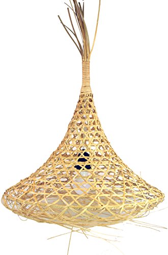 GURU SHOP Design Deckenlampe/Deckenleuchte, in Bali Handgemacht aus Naturmaterial, Rattan - Modell Tabana, Baumwollstoff, 60x52x52 cm, Hängeleuchten aus Natürlichen Materialien von GURU SHOP