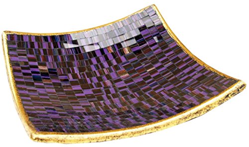 GURU SHOP Eckige Mosaikschale, Untersetzer, Dekoschale, Handgearbeitete Keramik & Glas Obst Schale - Design 11, Violett, Größe: Klein (20x20 Cm), Schalen von GURU SHOP