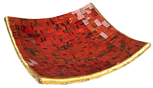 GURU SHOP Eckige Mosaikschale, Untersetzer, Dekoschale, Handgearbeitete Keramik & Glas Obst Schale - Design 2, Orange, Größe: Klein (20x20 Cm), Schalen von GURU SHOP