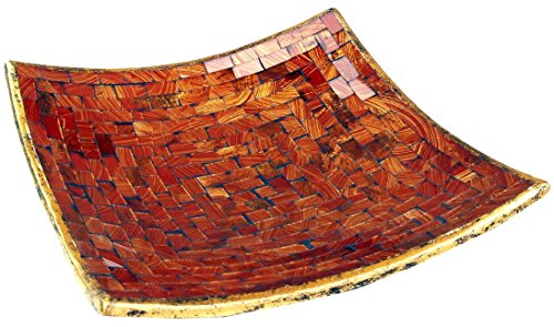 GURU SHOP Eckige Mosaikschale, Untersetzer, Dekoschale, Handgearbeitete Keramik & Glas Obst Schale - Design 4, Orange, Größe: Mittel (25x25 Cm), Schalen von GURU SHOP