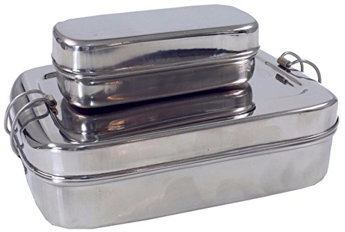 GURU SHOP Edelstahl Brotdose, Frühstücksbox, Lunchbox, Vesperbox 2èr Set, 5x17,5x11,5 cm, Edelstahlgeschirr von GURU SHOP