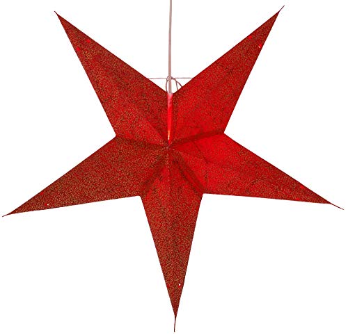 GURU SHOP Faltbarer Advents Leucht Papierstern, Weihnachtsstern 60 cm - Abacus Rot, Star Fensterdeko von GURU SHOP