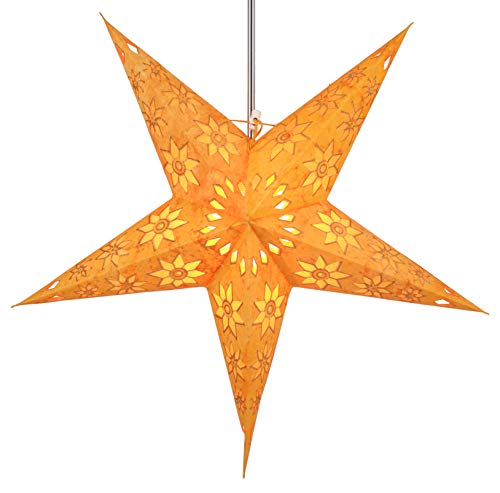 GURU SHOP Faltbarer Advents Leucht Papierstern, Weihnachtsstern 60 cm - Adonis Gelb, Star Fensterdeko von GURU SHOP