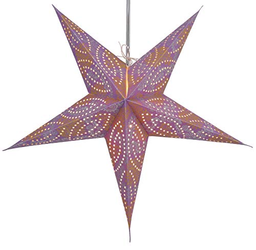 GURU SHOP Faltbarer Advents Leucht Papierstern, Weihnachtsstern 60 cm - Antaris Purple, Star Fensterdeko von GURU SHOP