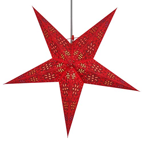 GURU SHOP Faltbarer Advents Leucht Papierstern, Weihnachtsstern 60 cm - Anubis Rot, Star Fensterdeko von GURU SHOP