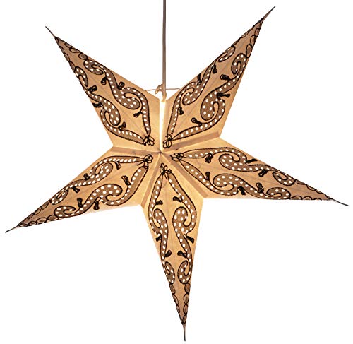 GURU SHOP Faltbarer Advents Leucht Papierstern, Weihnachtsstern 60 cm - Artemis Beige, Creme-weiß, Star Fensterdeko von GURU SHOP