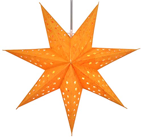 GURU SHOP Faltbarer Advents Leucht Papierstern, Weihnachtsstern 60 cm - Austrinus Orange, Star Fensterdeko von GURU SHOP