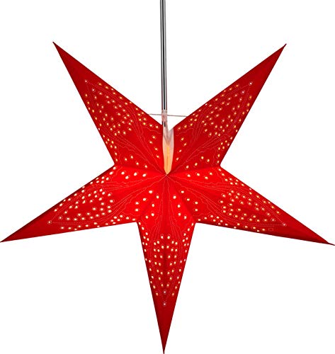 GURU SHOP Faltbarer Advents Leucht Papierstern, Weihnachtsstern 60 cm - Marinus Rot, Star Fensterdeko von GURU SHOP