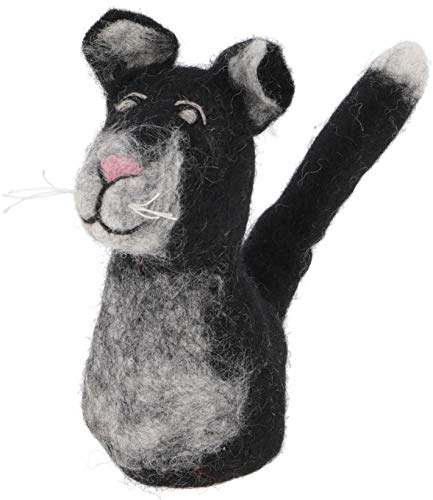 GURU SHOP Filz Eierwärmer, Handgemachte Filzdekoration aus Nepal, Filztier - Katze Schwarz, 15x6x6 cm, Küchenaccessoires, Sonstiges von GURU SHOP