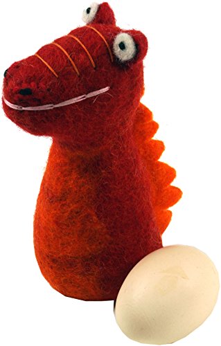 GURU SHOP Filz Eierwärmer, Handgemachte Filzdekoration aus Nepal, Filztier - Drache, Rot, 15x7x7 cm, Küchenaccessoires, Sonstiges von GURU SHOP