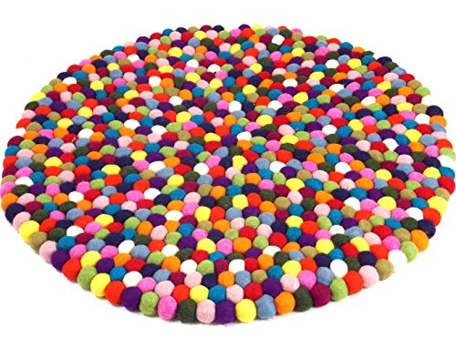GURU SHOP Filzkugel-Teppich Bunt 60 cm, Mehrfarbig, Wolle, Teppiche, Bodenmatten von GURU SHOP