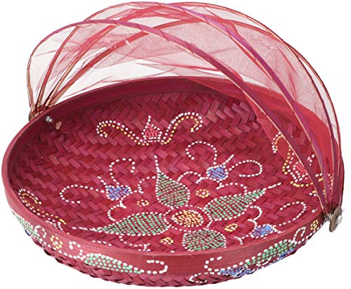 GURU SHOP Fliegenschutz Obstkorb - Weinrot/Bemalt, Größe: 25 cm Ø, Küchenaccessoires, Sonstiges von GURU SHOP